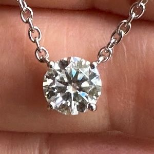 1 Ct Moissanite SOLID 14K WG (3.1 grams); (Diamond Equivalent Weight DEW)